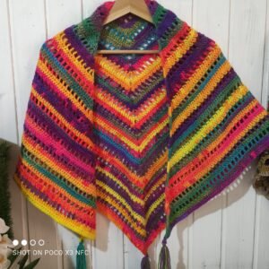 Artesanía de Crochet Chal hecho a mano Colores Vivos