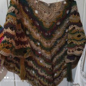 Artesania de Crochet Chal hecho a mano colores otoñales